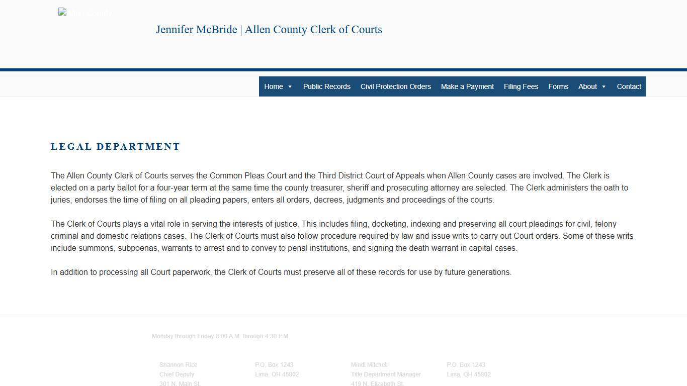 Legal Department – Allen County Clerk of Courts